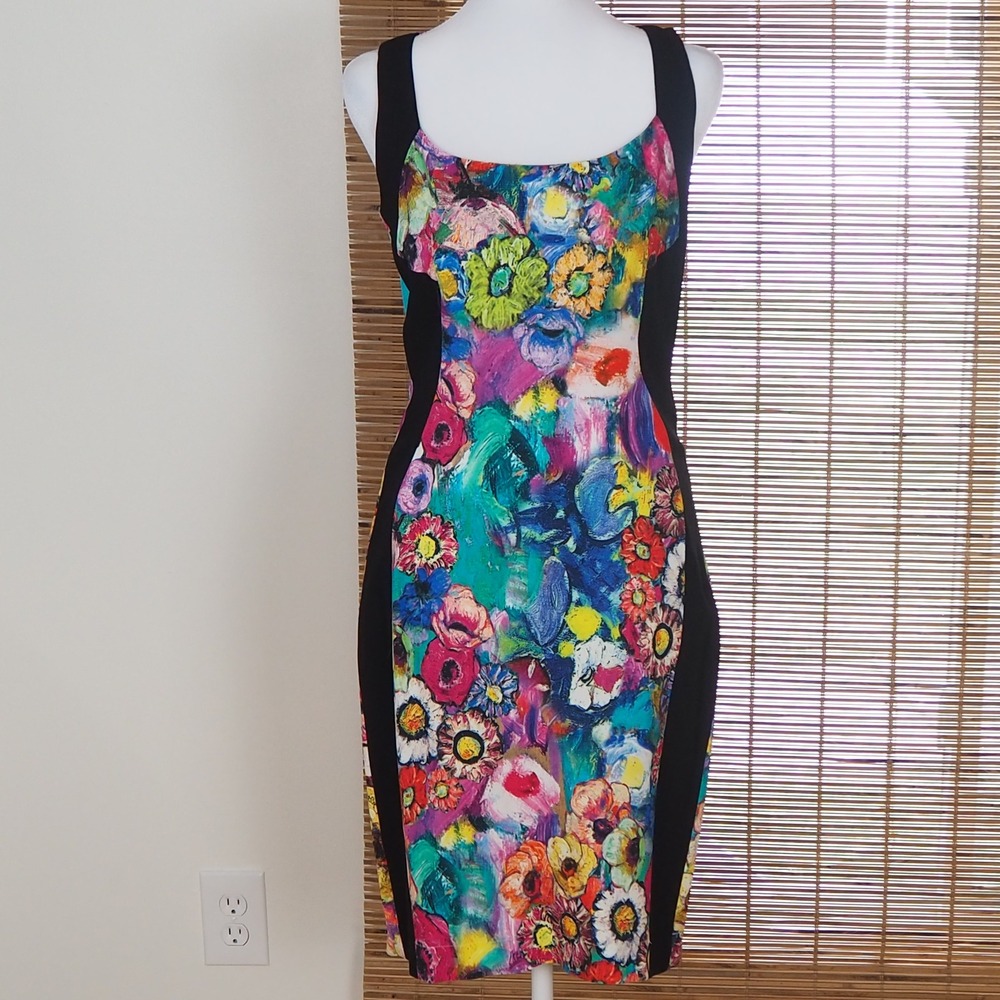 Just Cavalli Bodycon Sheath Dress Womens 44 U.S.8 Bright Floral Maximalist Italy